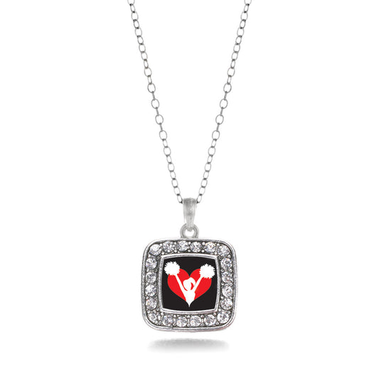 Silver I Heart Cheering Square Charm Classic Necklace