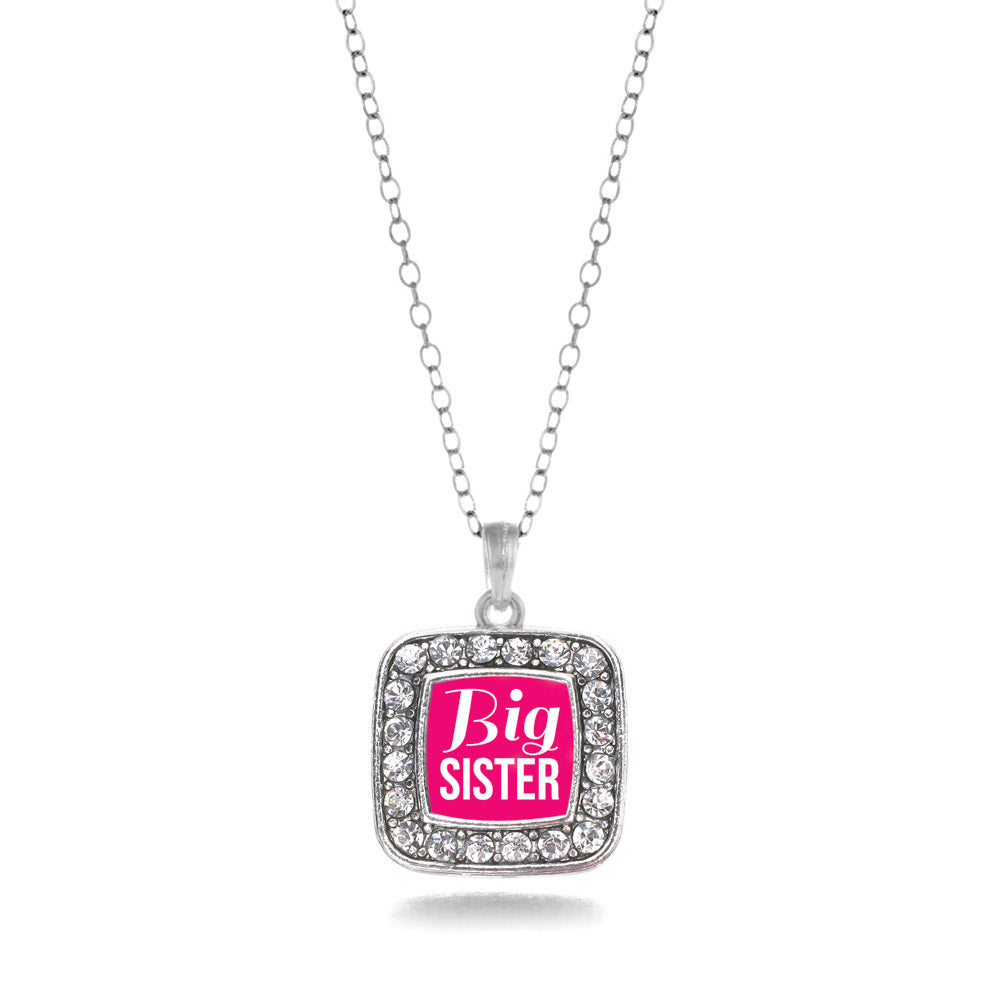 Silver Big Sister Square Charm Classic Necklace