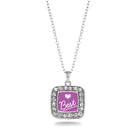 Silver Best Square Charm Classic Necklace