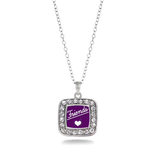 Silver Friends Square Charm Classic Necklace