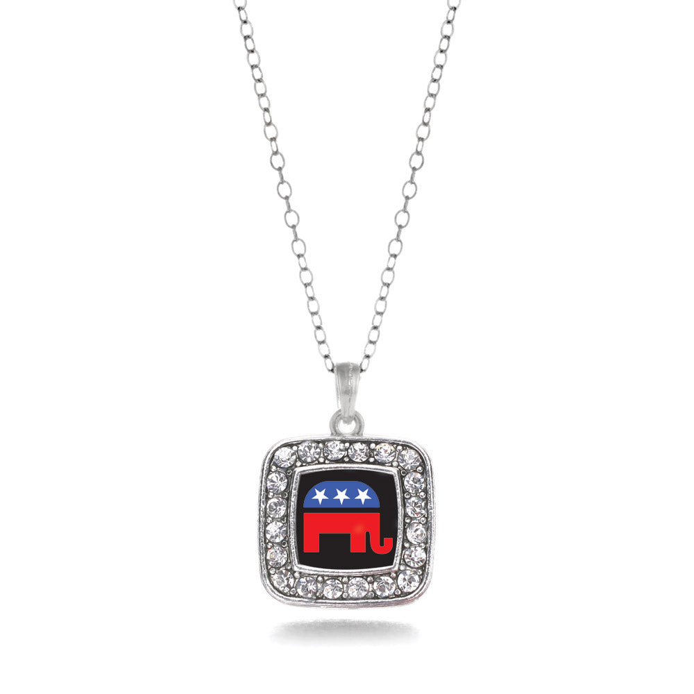 Silver Republican Square Charm Classic Necklace
