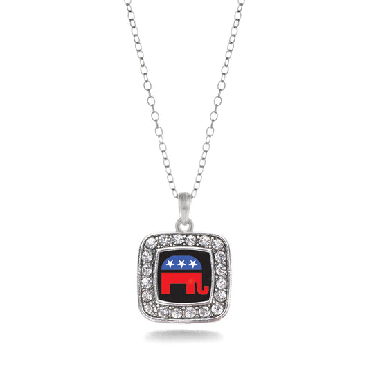 Silver Republican Square Charm Classic Necklace