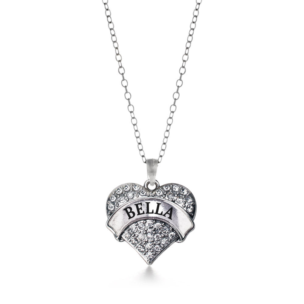Silver Bella Pave Heart Charm Classic Necklace