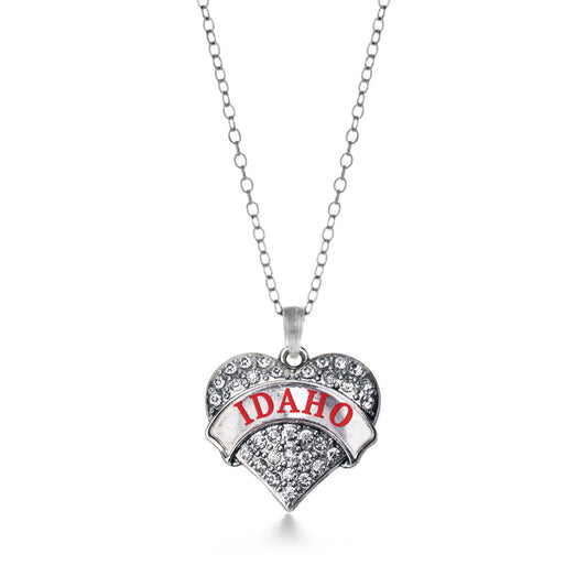 Silver Idaho Pave Heart Charm Classic Necklace