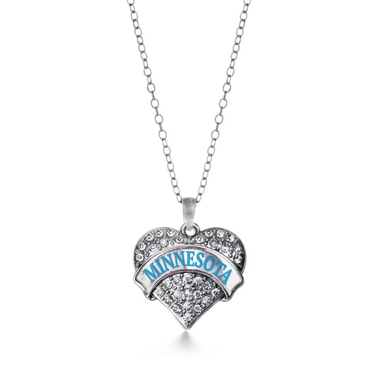 Silver Minnesota Pave Heart Charm Classic Necklace