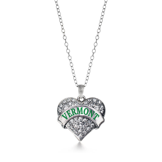 Silver Vermont Pave Heart Charm Classic Necklace
