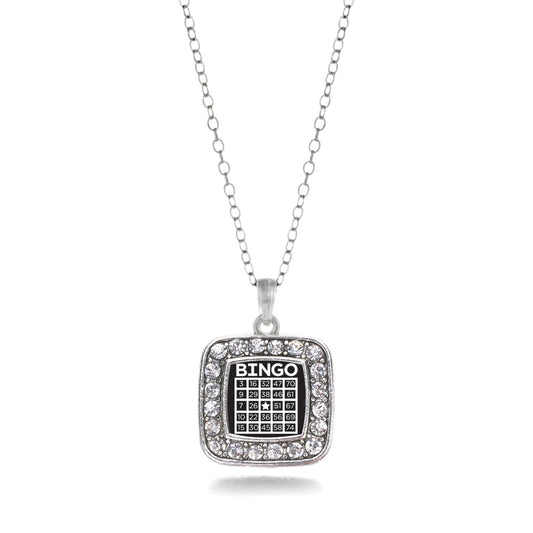 Silver Bingo Square Charm Classic Necklace