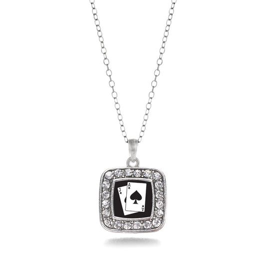 Silver Blackjack Square Charm Classic Necklace