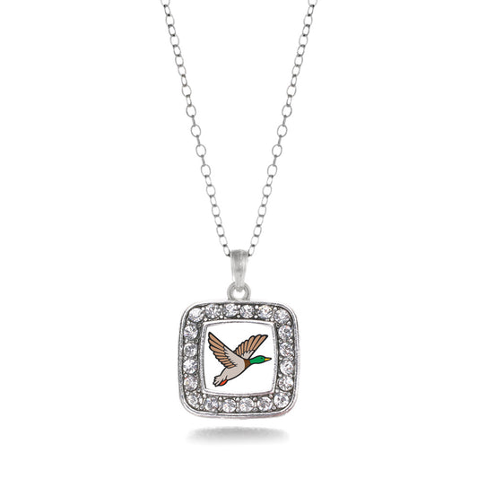 Silver Duck Season Square Charm Classic Necklace