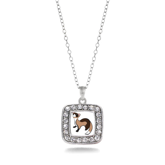 Silver Ferret Square Charm Classic Necklace