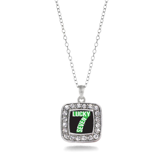 Silver Lucky Seven Square Charm Classic Necklace