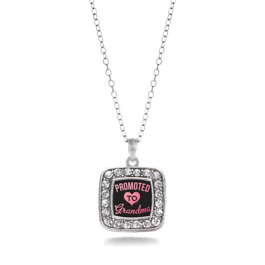 Silver Promoted To Grandma Square Charm Classic Necklace