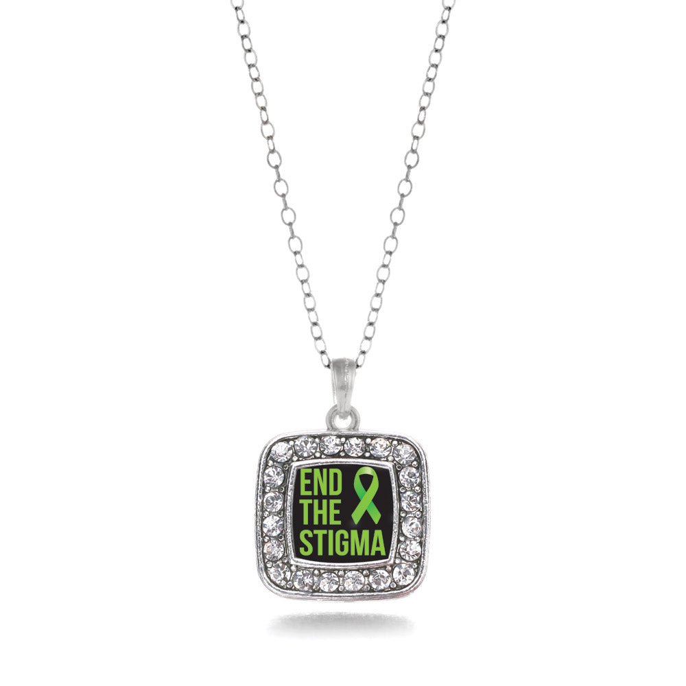 Silver Mental Health Awareness Square Charm Classic Necklace