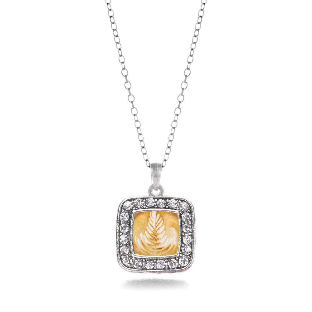 Silver Latte Square Charm Classic Necklace