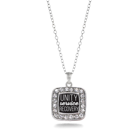 Silver Alcoholics Anonymous Square Charm Classic Necklace