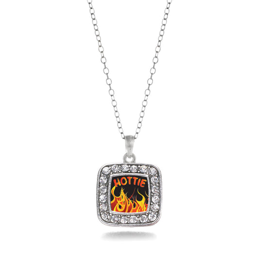 Silver Hottie Square Charm Classic Necklace