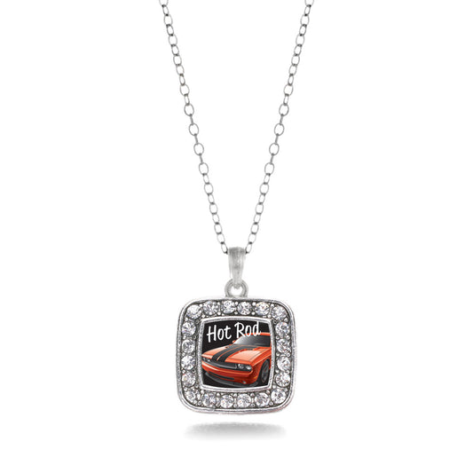 Silver Hot Rod Square Charm Classic Necklace