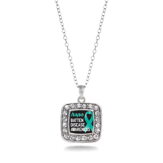 Silver Batten Disease Square Charm Classic Necklace