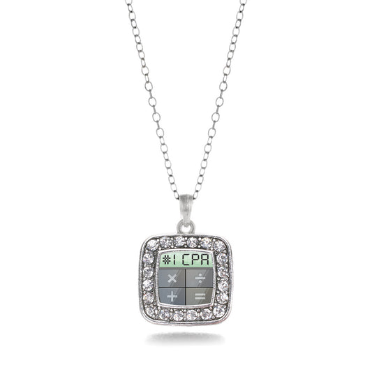 Silver #1 CPA Square Charm Classic Necklace