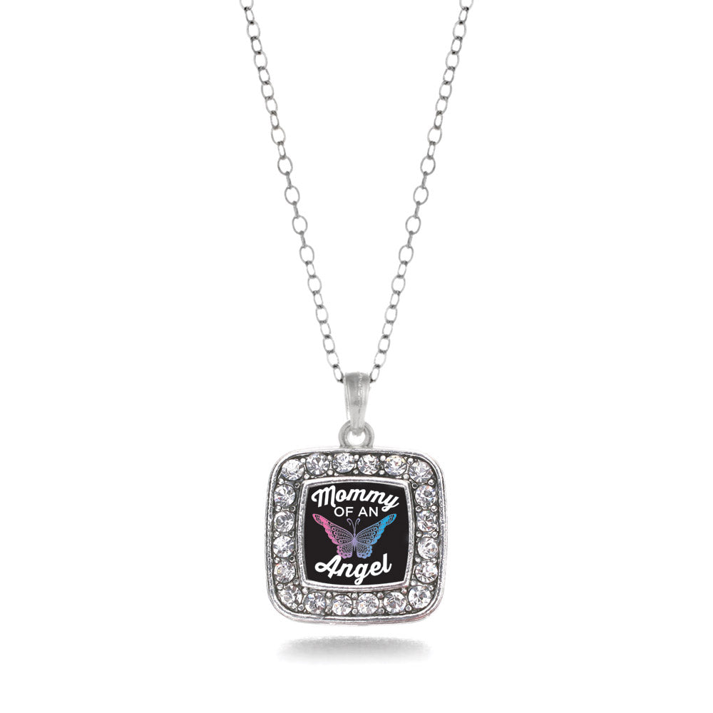 Silver Mommy Of An Angel Square Charm Classic Necklace