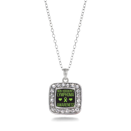 Silver Non Hodgkins Lymphoma Support Square Charm Classic Necklace