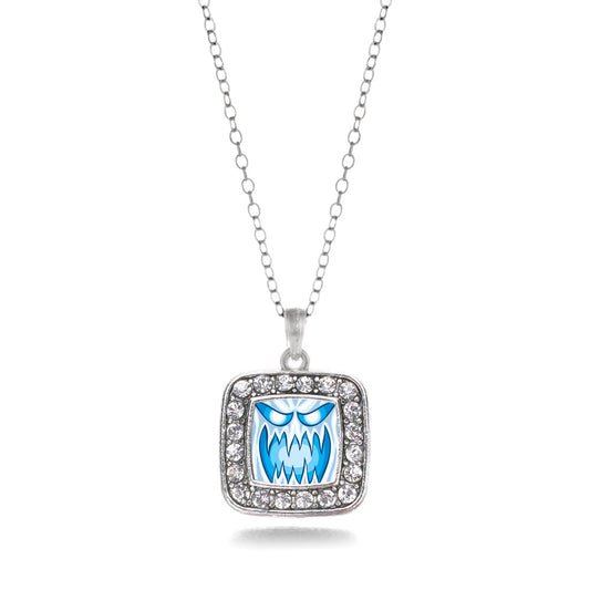 Silver Haunting Ghost Square Charm Classic Necklace