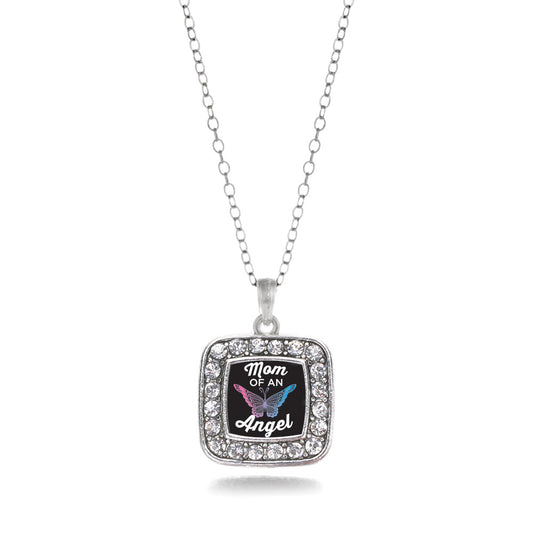 Silver Mom Of An Angel Square Charm Classic Necklace