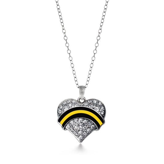 Silver Dispatcher Support Pave Heart Charm Classic Necklace