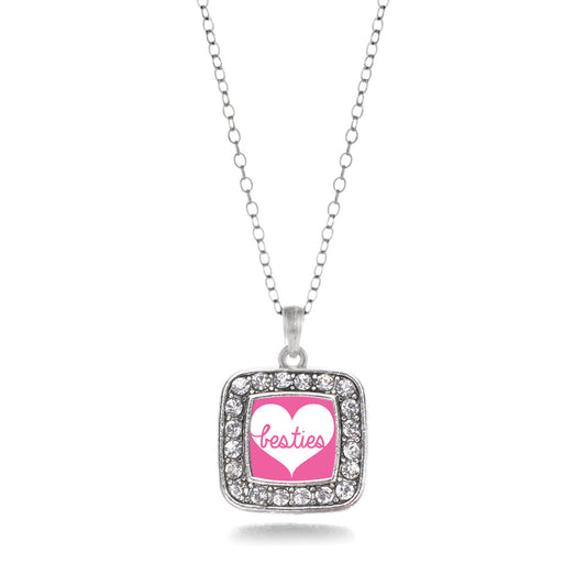 Silver Besties Square Charm Classic Necklace