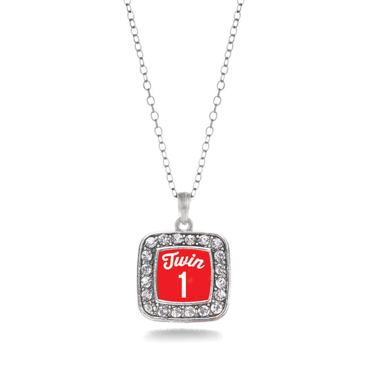 Silver Twin One Square Charm Classic Necklace