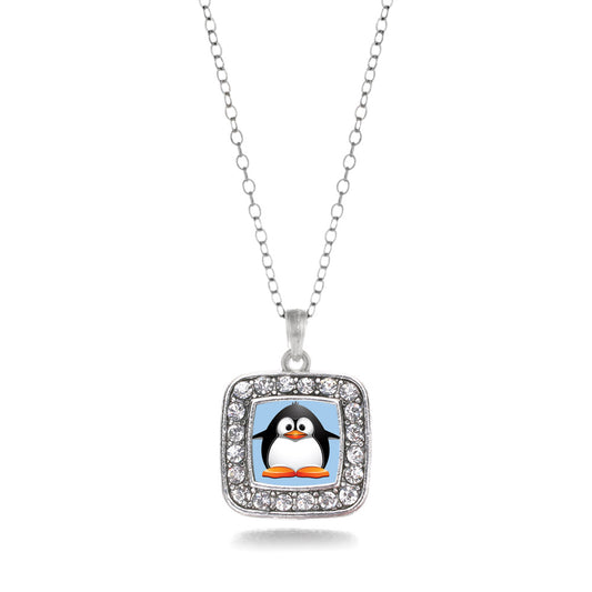 Silver Penguin Square Charm Classic Necklace