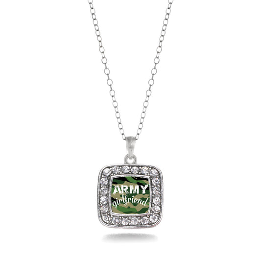 Silver Army Girlfriend Square Charm Classic Necklace