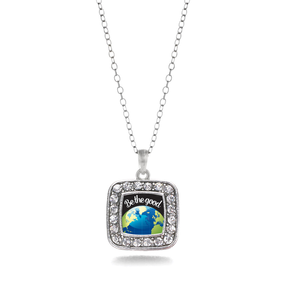 Silver Be The Good Square Charm Classic Necklace