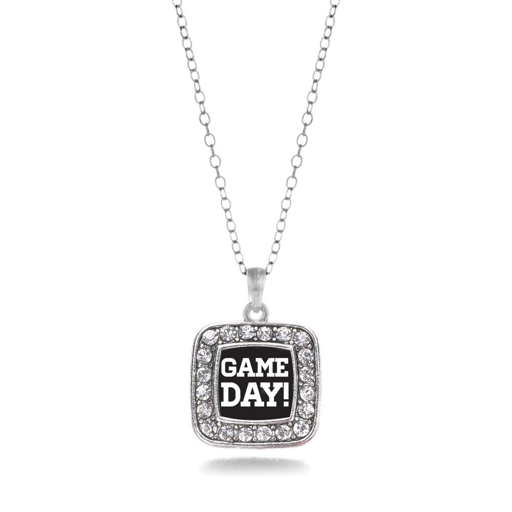Silver Game Day Square Charm Classic Necklace