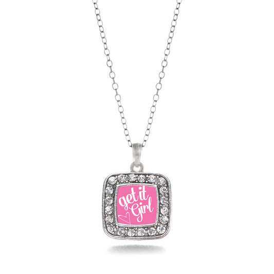 Silver Get It Girl Square Charm Classic Necklace
