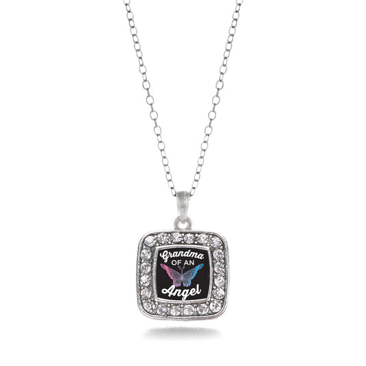 Silver Grandma of An Angel Square Charm Classic Necklace