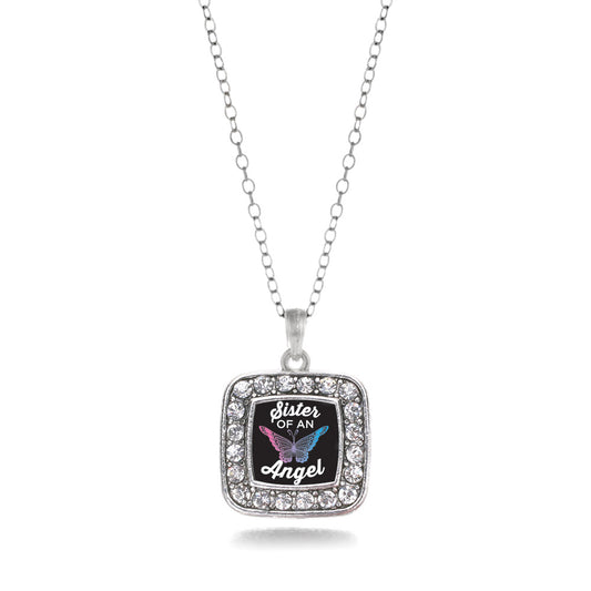 Silver Sister Of An Angel Square Charm Classic Necklace