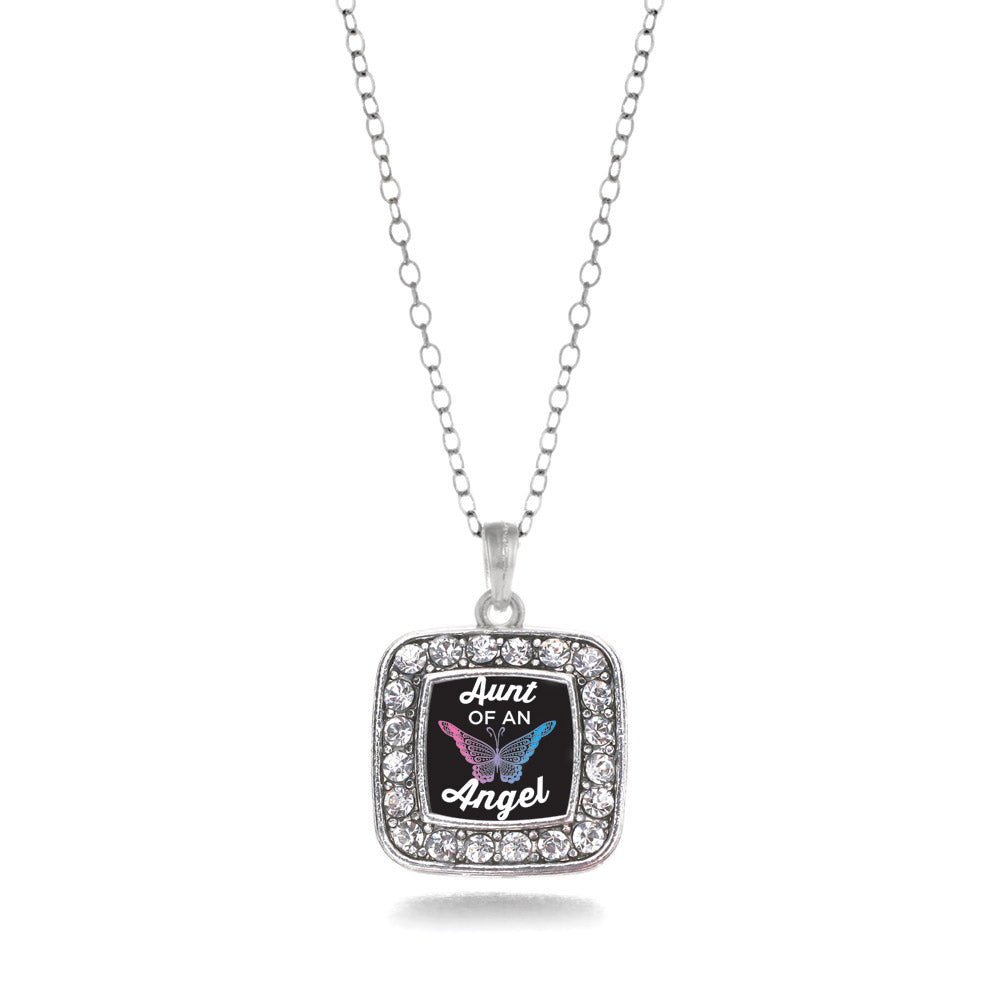 Silver Aunt Of An Angel Square Charm Classic Necklace