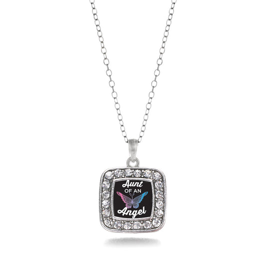 Silver Aunt Of An Angel Square Charm Classic Necklace