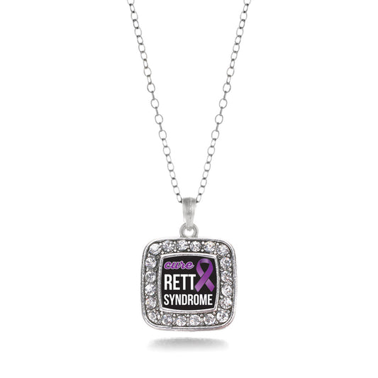 Silver Rett Syndrome Square Charm Classic Necklace