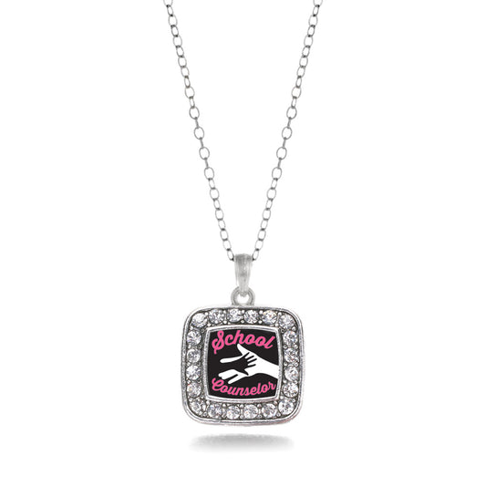 Silver School Counselor Square Charm Classic Necklace