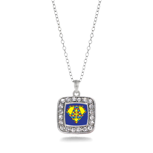 Silver Super Autism Awareness Square Charm Classic Necklace