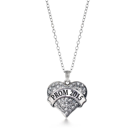 Silver Prom 2015 Pave Heart Charm Classic Necklace