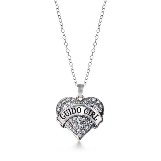 Silver Guido Girl Pave Heart Charm Classic Necklace