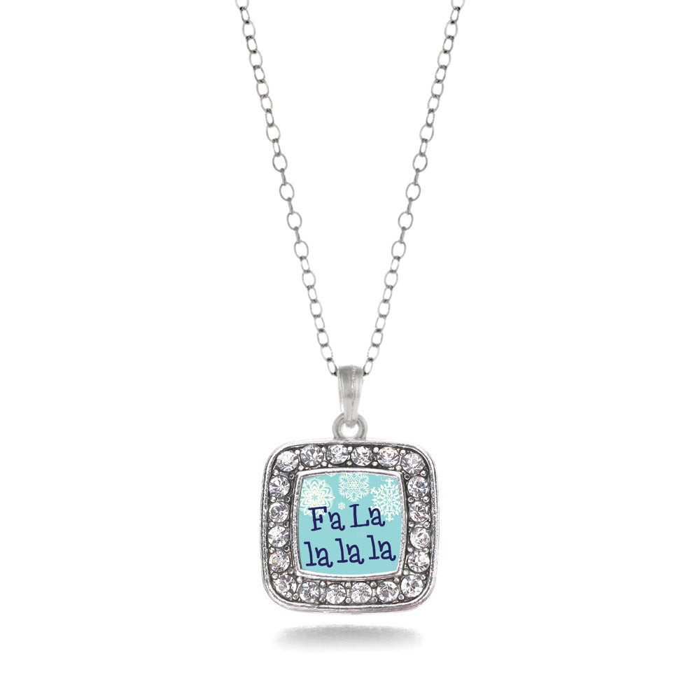 Silver Fa La Lalala Square Charm Classic Necklace