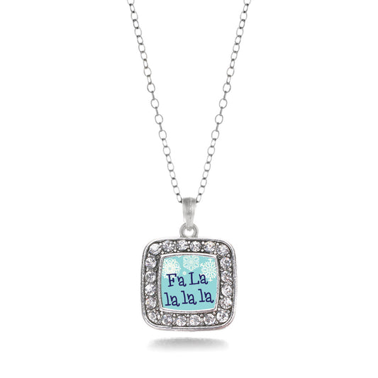 Silver Fa La Lalala Square Charm Classic Necklace