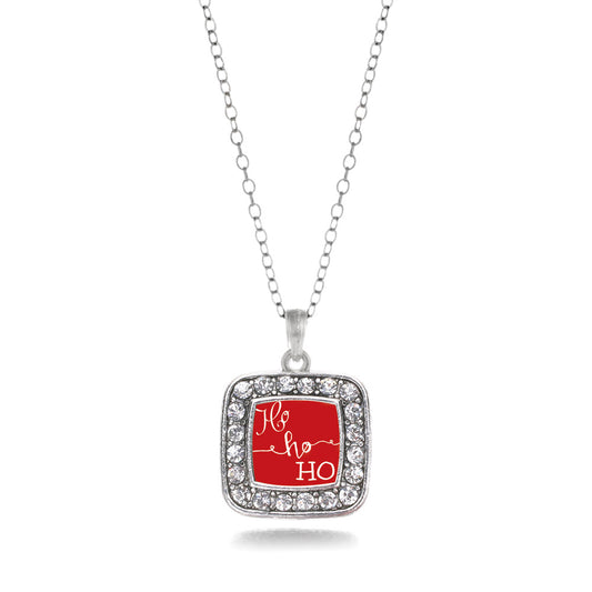 Silver Ho Ho Ho Square Charm Classic Necklace