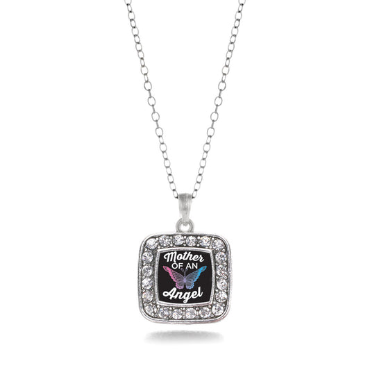 Silver Mother Of An Angel Square Charm Classic Necklace