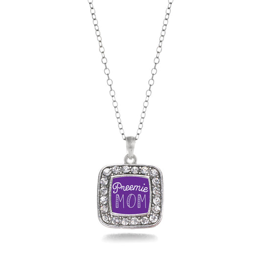 Silver Preemie Mom Square Charm Classic Necklace