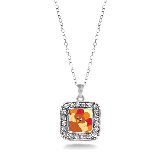 Silver Turkey Square Charm Classic Necklace